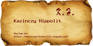 Kazinczy Hippolit névjegykártya